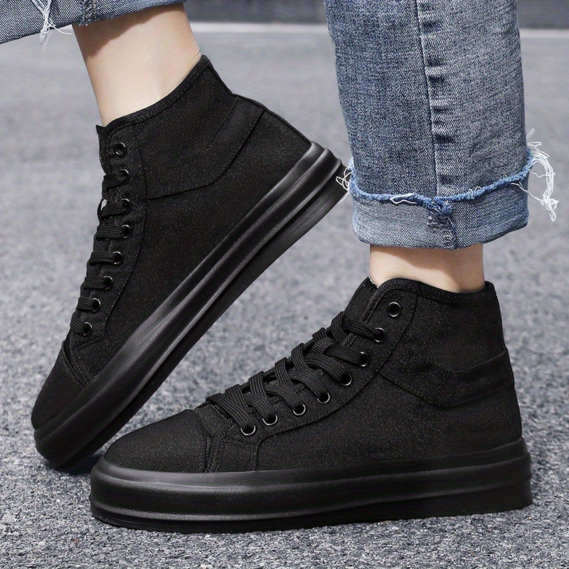 mens lace up canvas sneakers high top casual walking shoes comfortable and breathable details 5