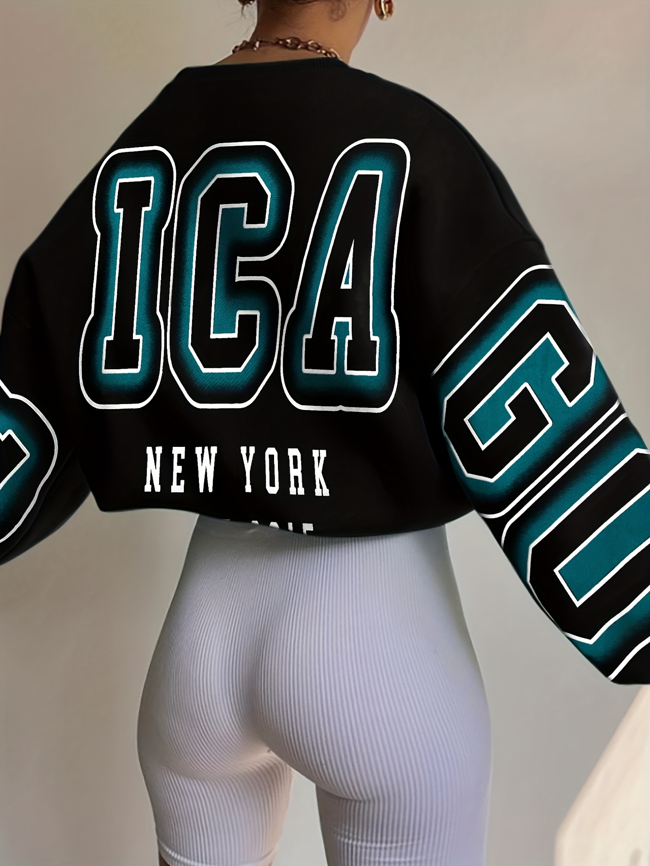 letter print drop shoulder sweatshirt casual long sleeve crew neck sweatshirt for fall winter womens clothing details 47