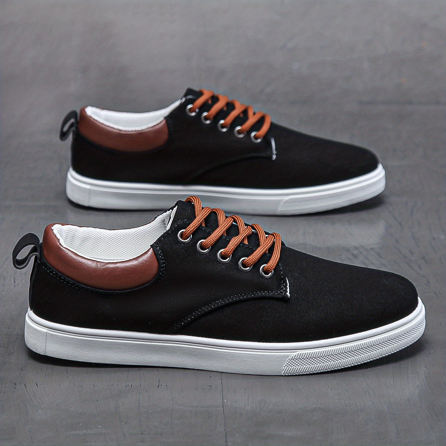 mens lace up canvas sneakers skate shoes with good grip breathable details 2