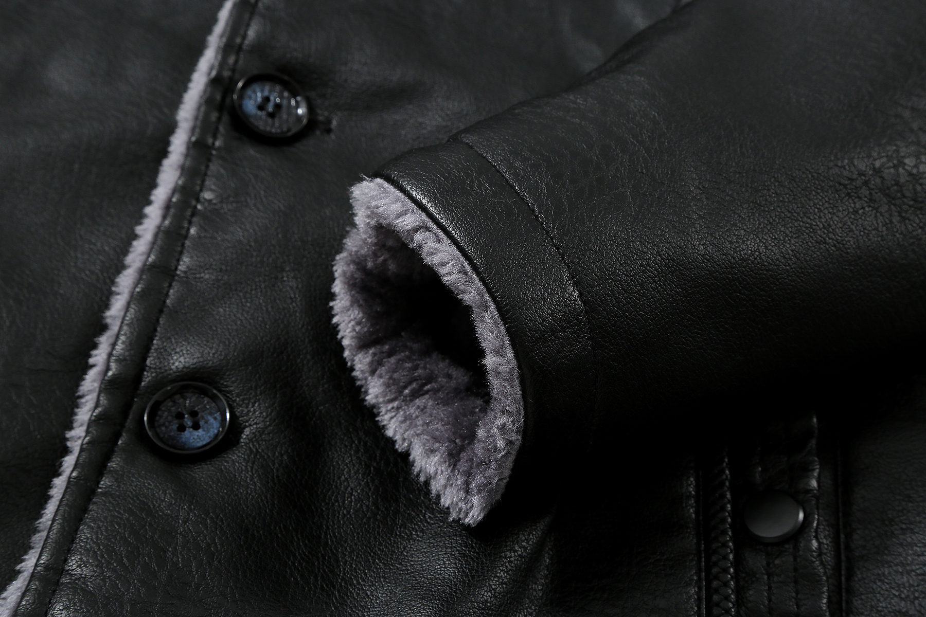 button trench coats, mens casual faux pu leather long sleeves button trench coats details 8