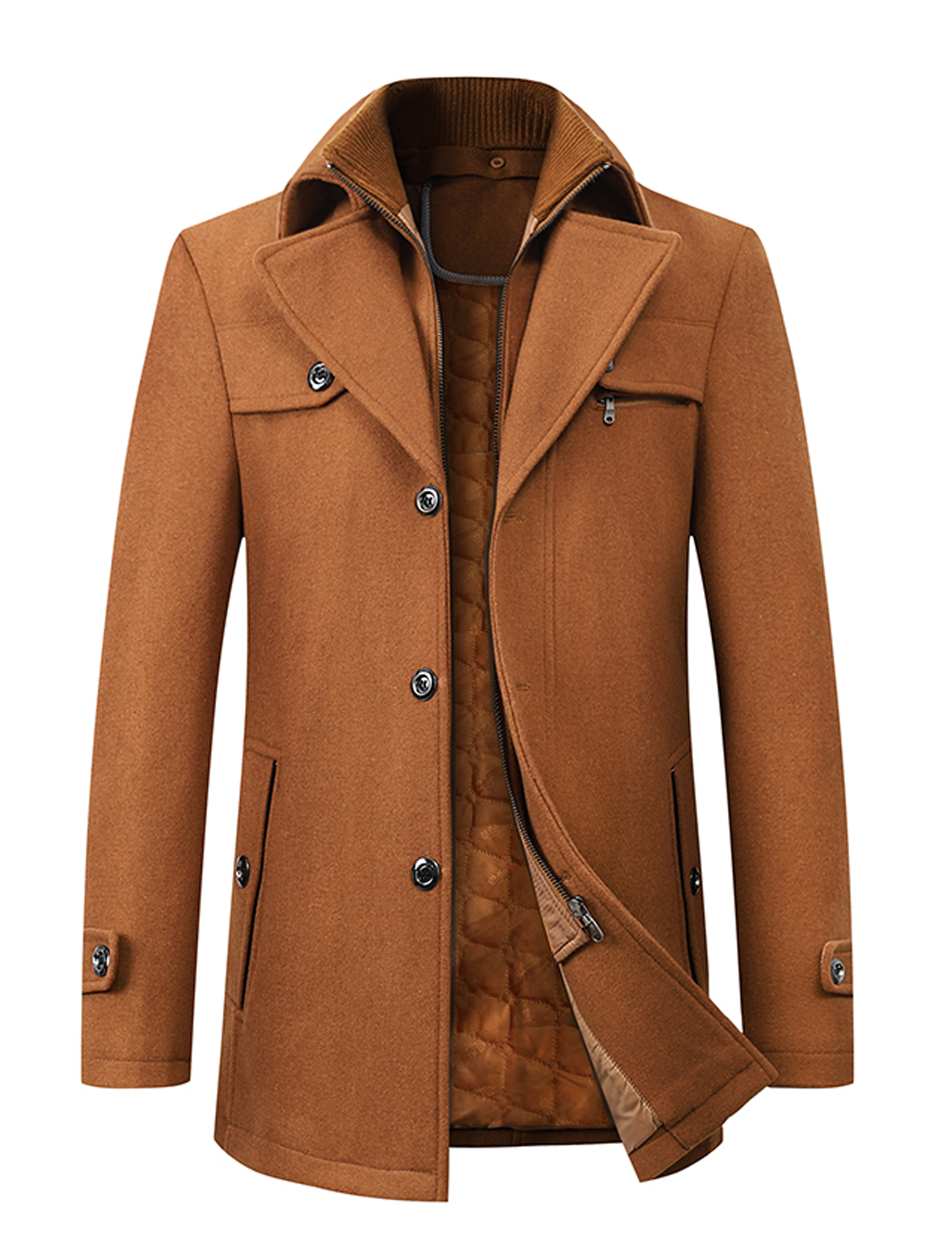 new wool coat mens business casual thick warm slim jacket details 8