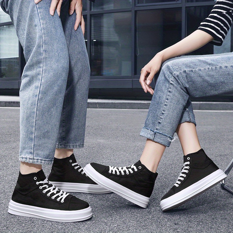 mens trendy high top lace up canvas shoes fashion non slip skate shoes mens sneakers details 12