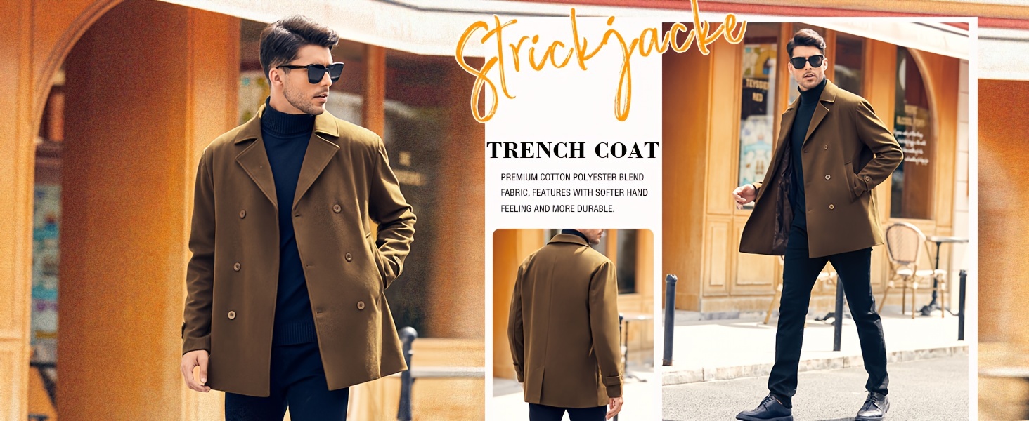 mens elegant trench coat mature double breasted overcoat for fall winter details 0