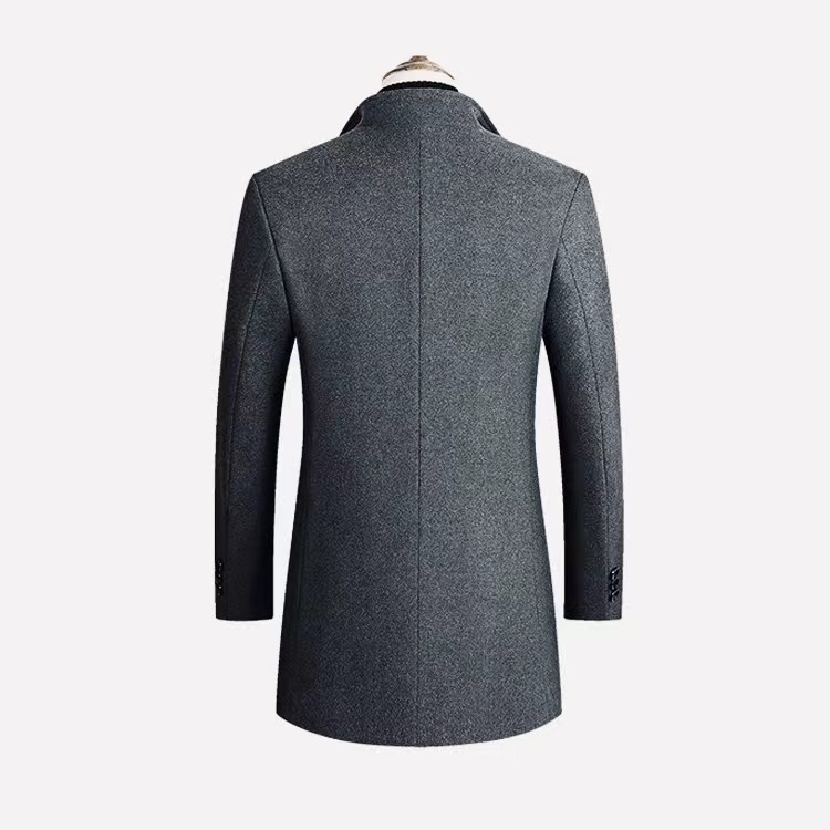 new mens business coat slim long woolen coat details 11