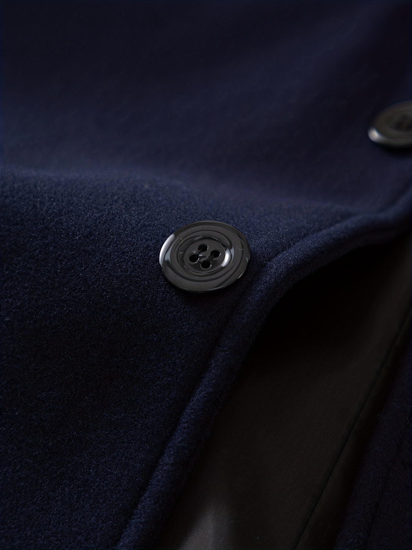 classic design warm coat mens semi formal mid length button up lapel coat for fall winter business details 9