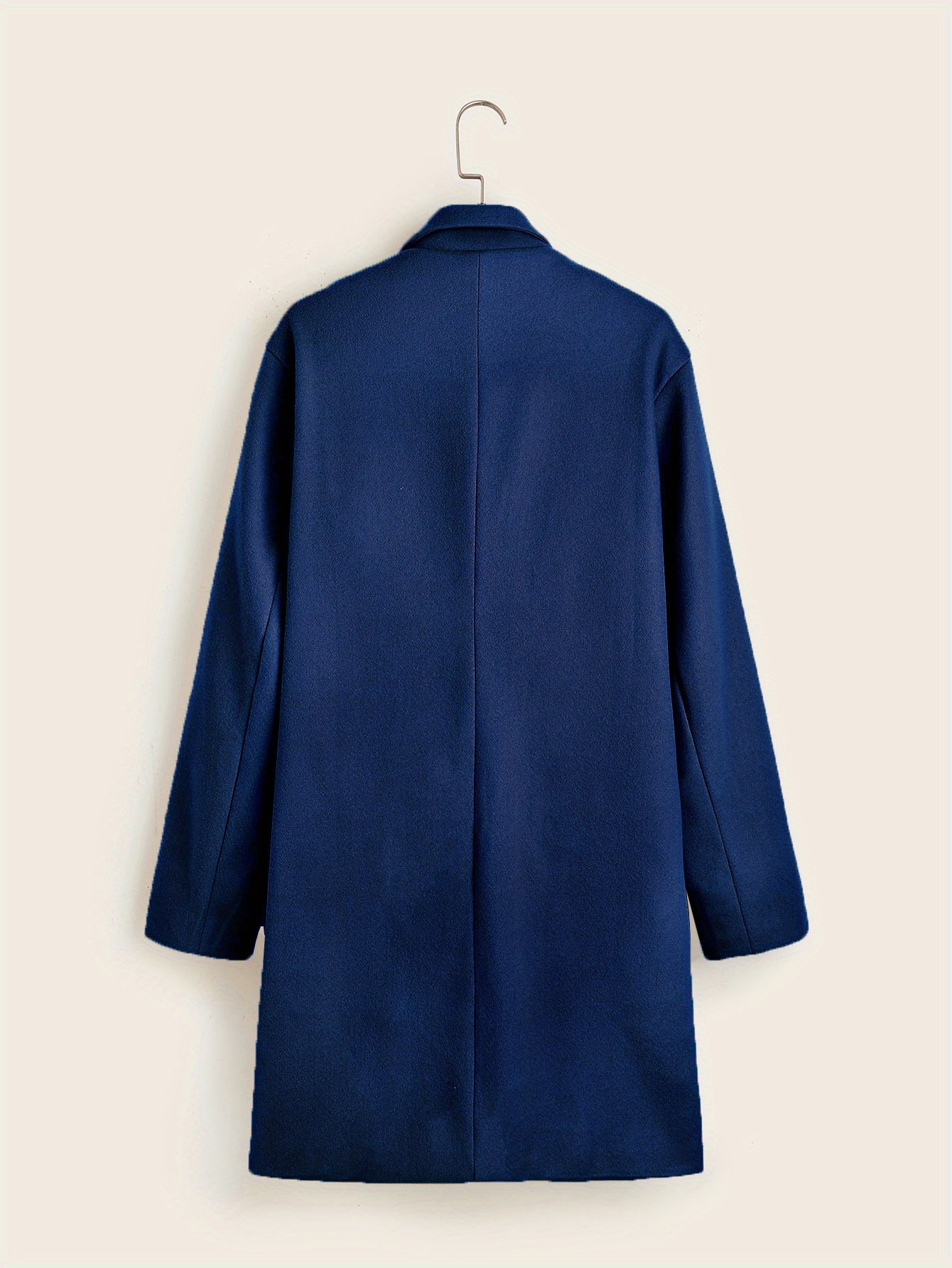 mens trendy retro solid long sleeve coat windbreaker lapel long overcoat for autumn winter details 26