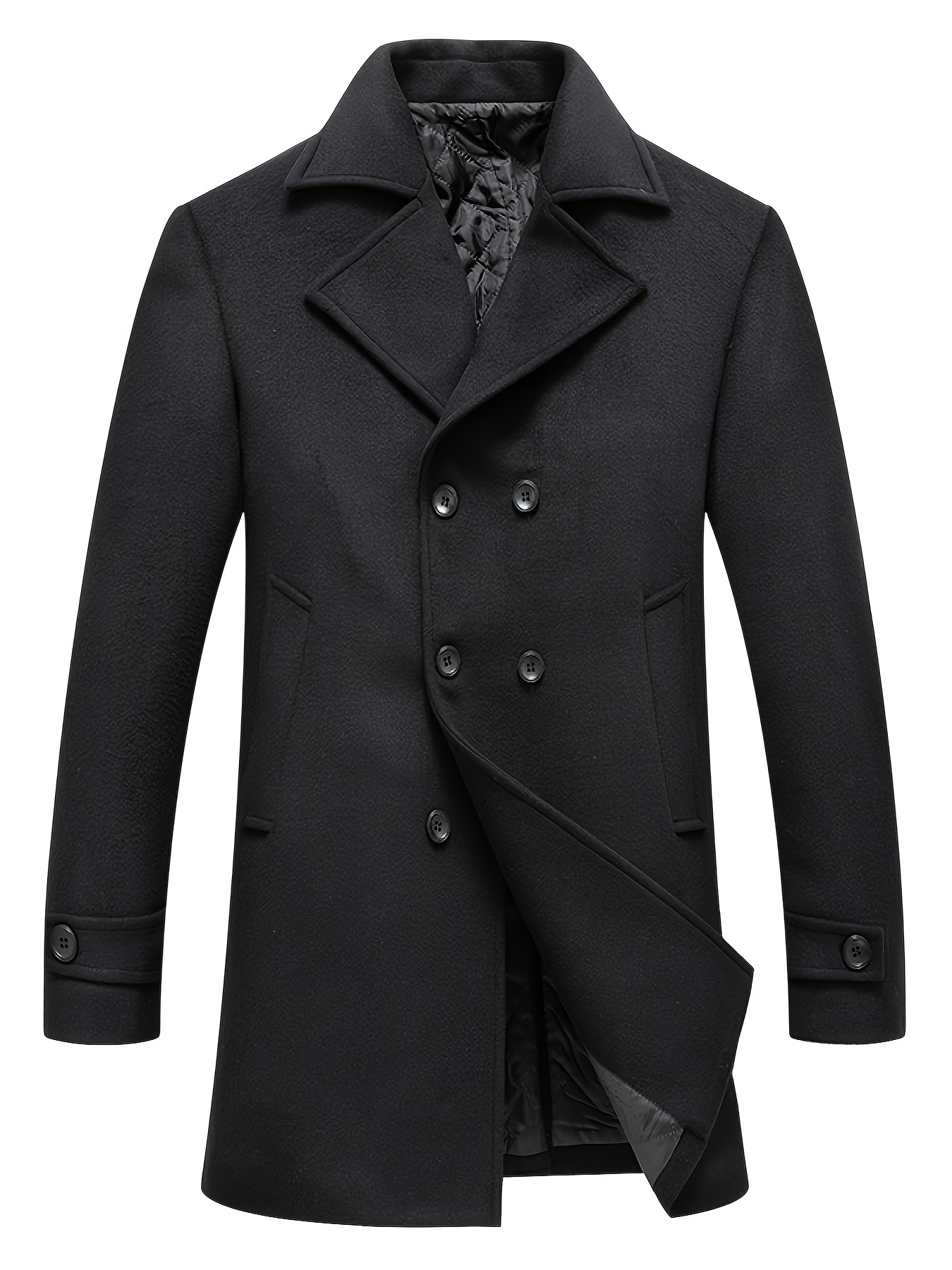 mens chic double breasted trench coat elegant overcoat for fall winter details 0