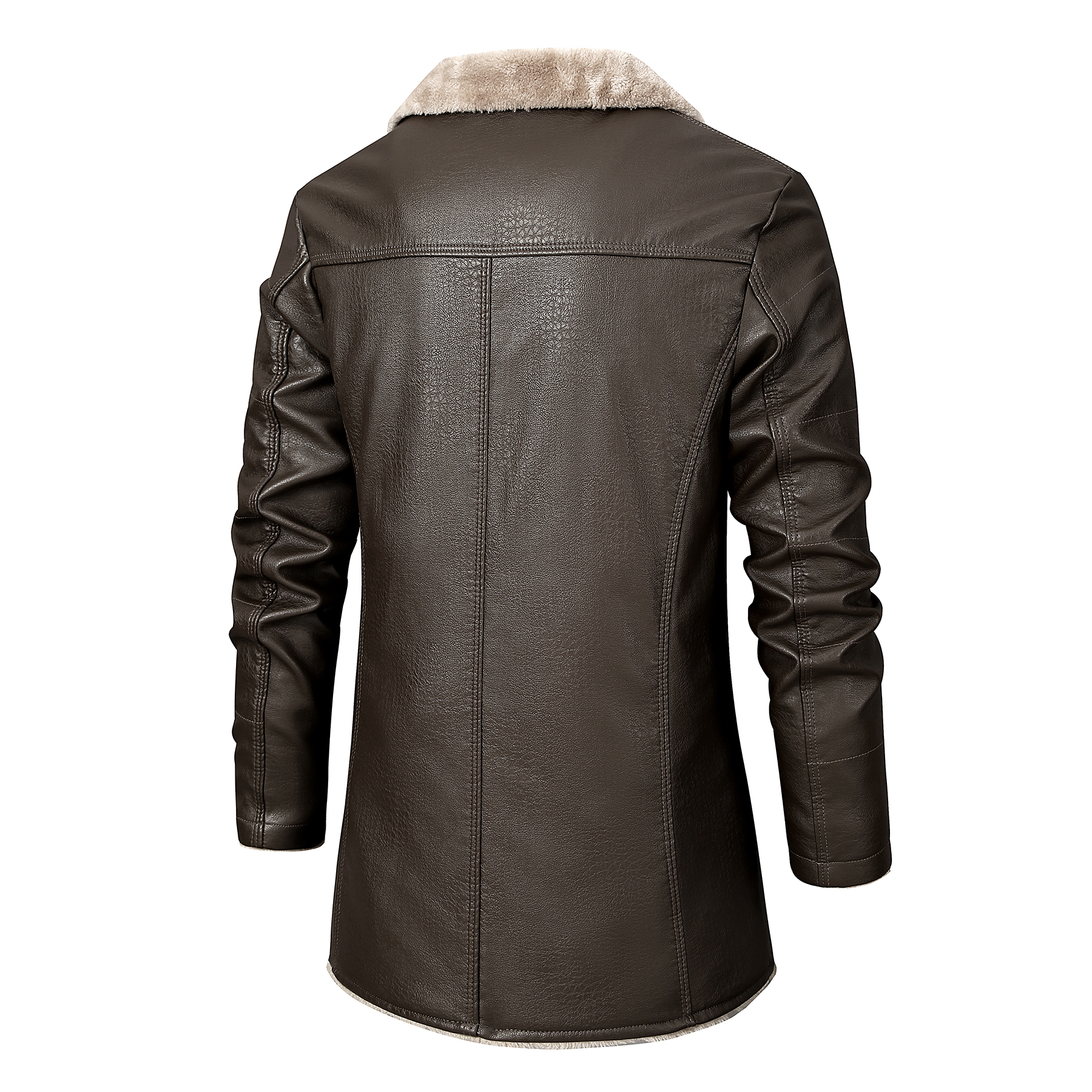 button trench coats, mens casual faux pu leather long sleeves button trench coats details 4