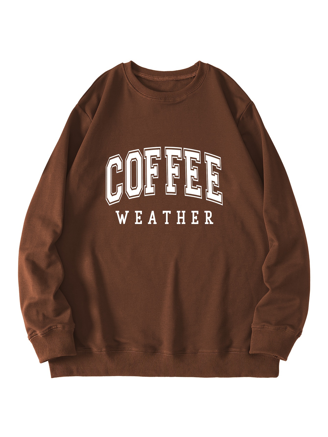 coffee letter print loose sweatshirt casual long sleeve crew neck sweatshirt womens clothing details 17