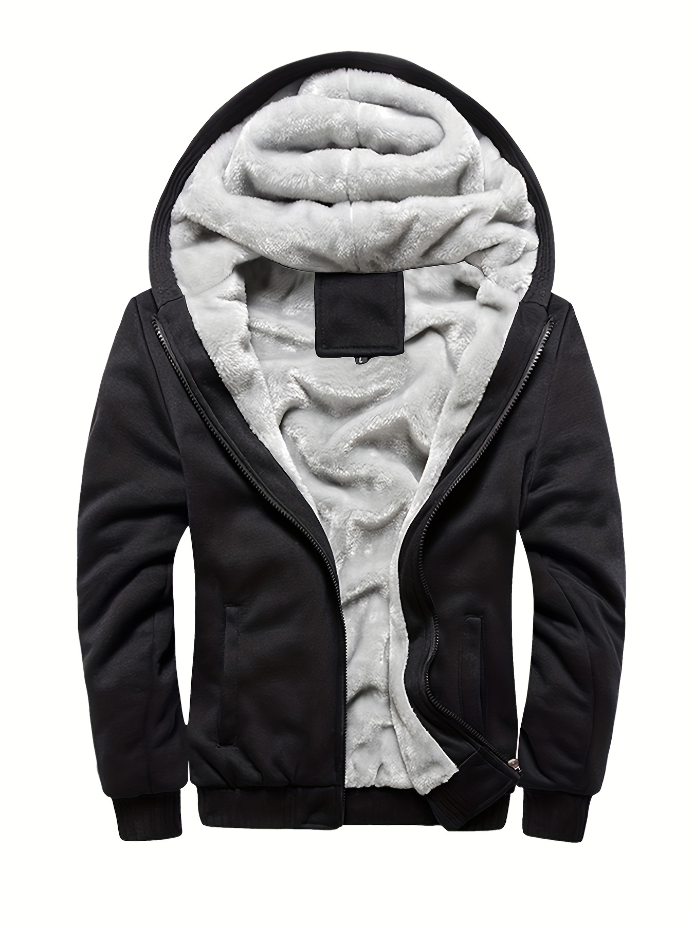 warm thick coat for fall winter casual hooded warm fleece jacket for outdoor activities details 15