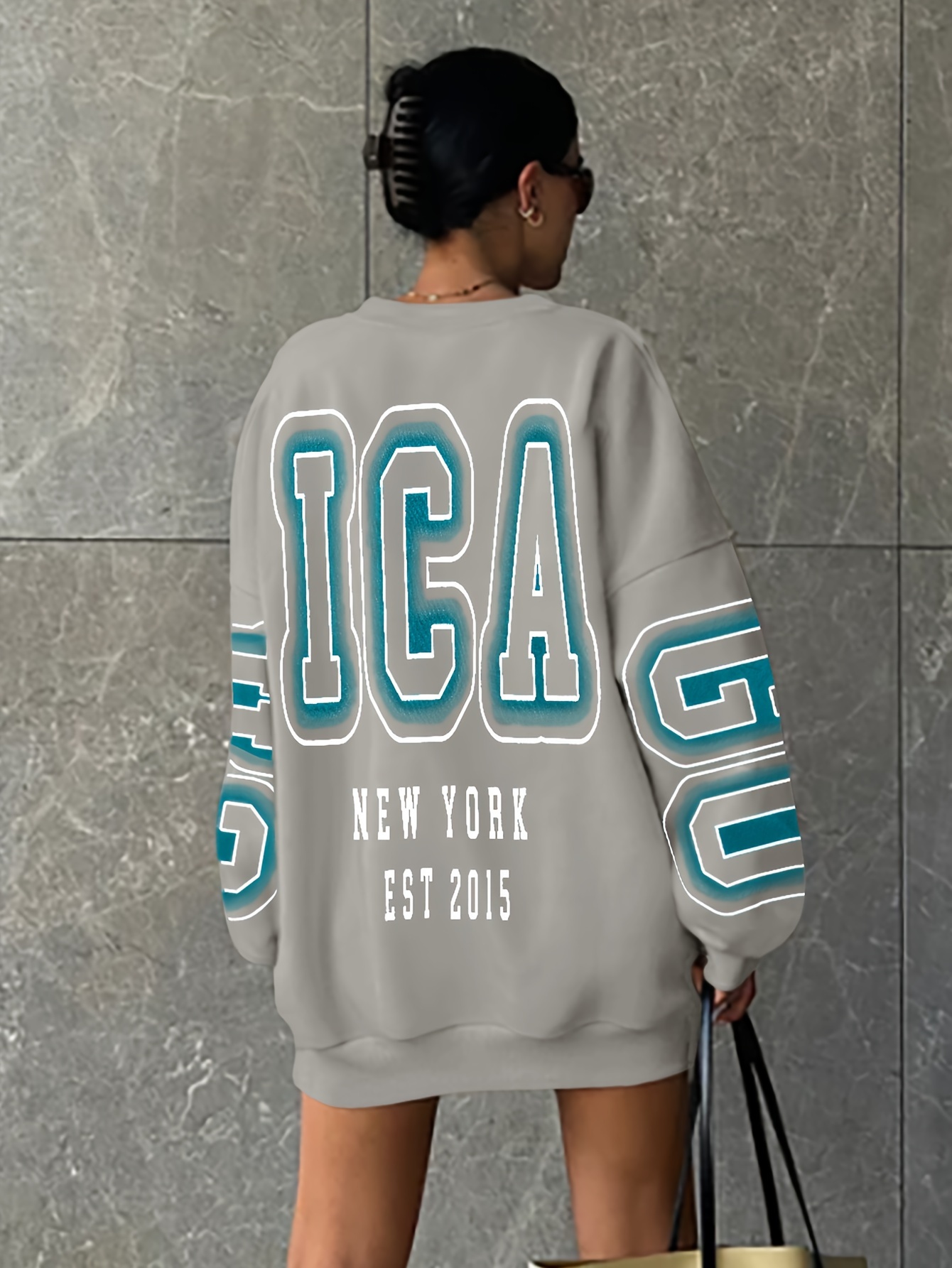 letter print drop shoulder sweatshirt casual long sleeve crew neck sweatshirt for fall winter womens clothing details 7