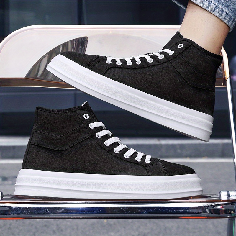mens trendy high top lace up canvas shoes fashion non slip skate shoes mens sneakers details 8
