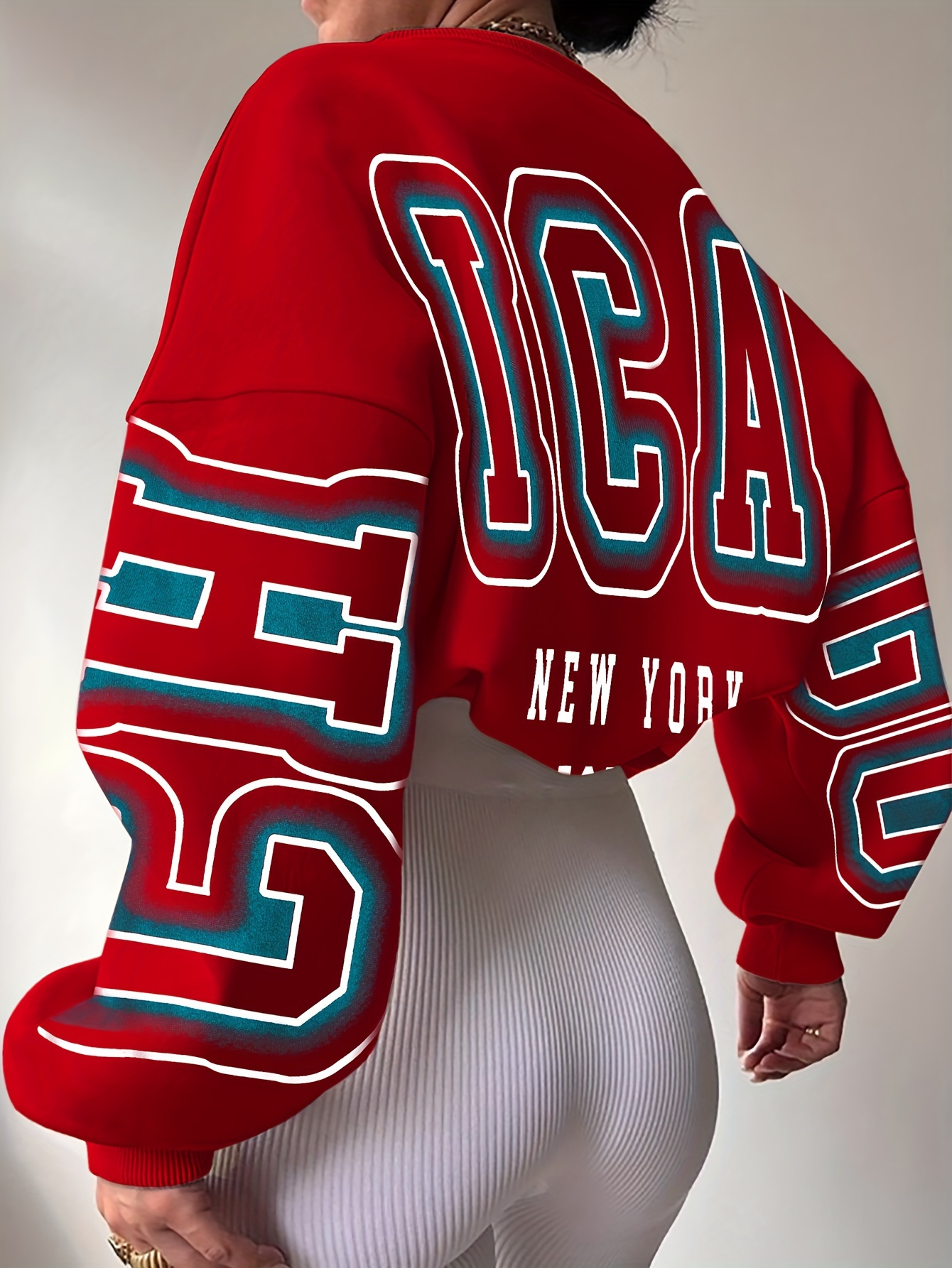 letter print drop shoulder sweatshirt casual long sleeve crew neck sweatshirt for fall winter womens clothing details 15