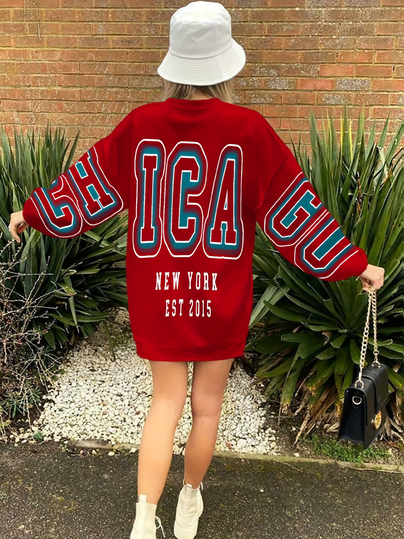 letter print drop shoulder sweatshirt casual long sleeve crew neck sweatshirt for fall winter womens clothing details 19