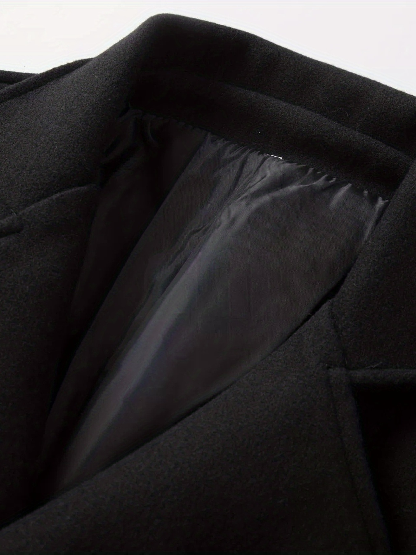 chic elegant double breasted trench coat mens casual lapel flap pocket woolen overcoat for fall winter business details 4