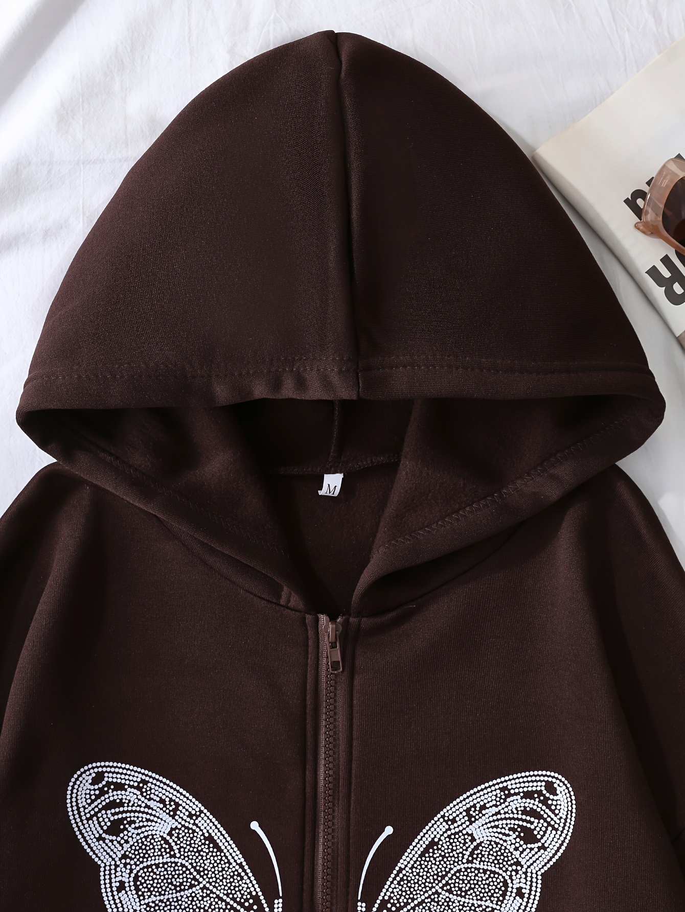 butterfly print sweatshirt y2k long sleeve crew neck zip up hoodies sweatshirts casual tops for spring fall womens clothing details 7