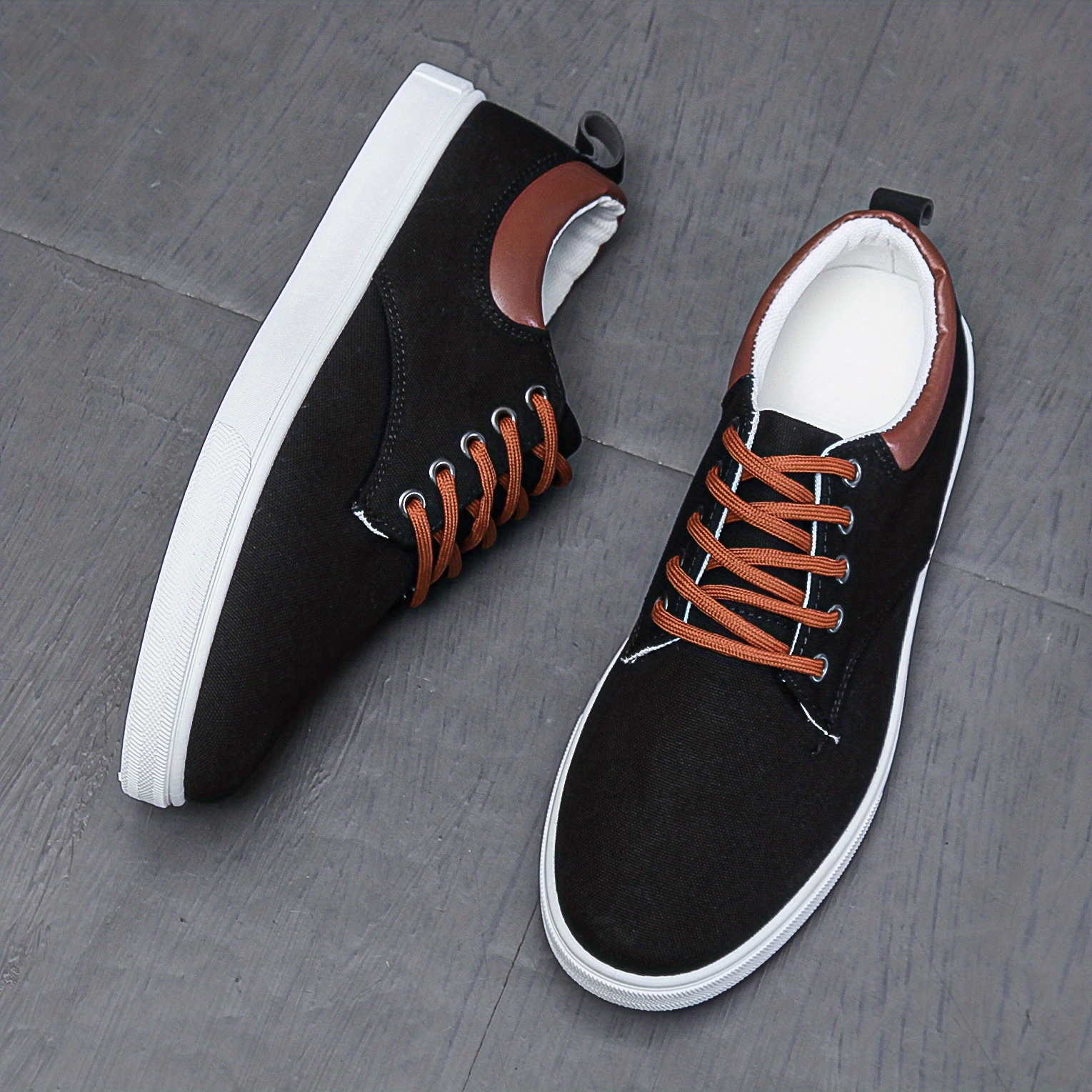 mens lace up canvas sneakers skate shoes with good grip breathable details 1