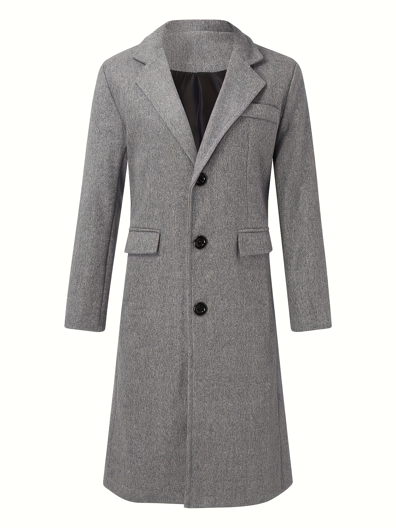 Men s Stylish Retro Solid Long Sleeve Coat Windbreaker Lapel Long Overcoat For Autumn Winter details 7