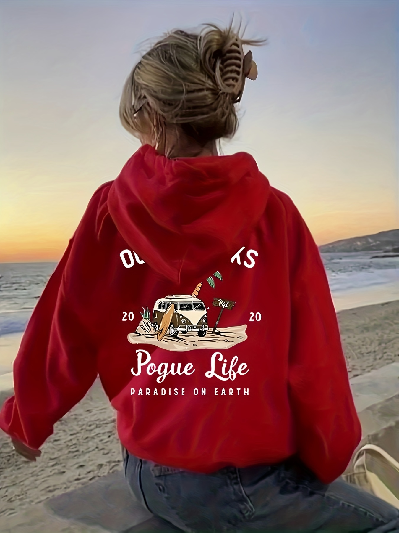 pogue life print hoodie casual pocket long sleeve drawstring hoodies sweatshirt womens clothing details 20