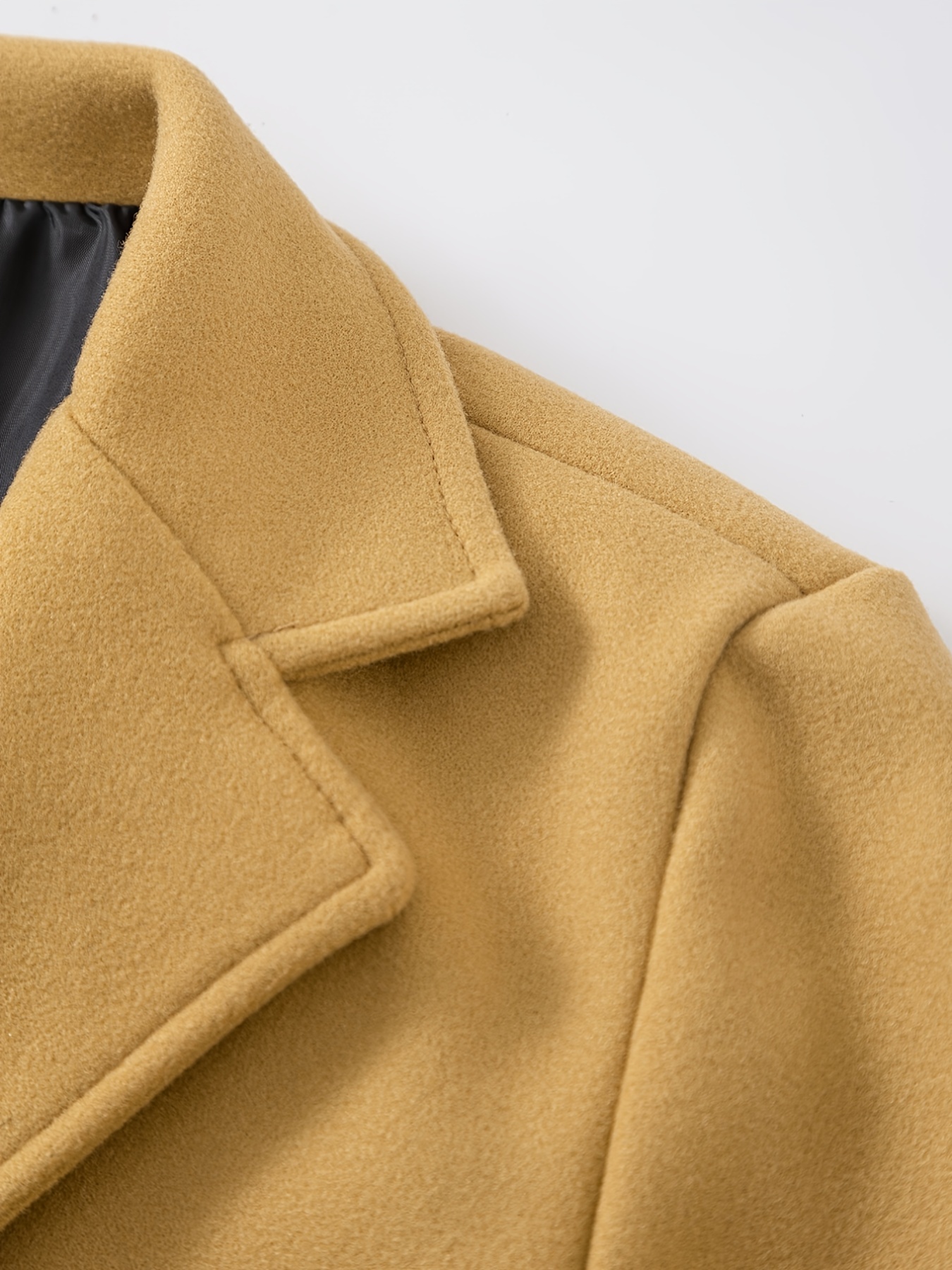 classic design warm coat mens semi formal mid length button up lapel coat for fall winter business details 13