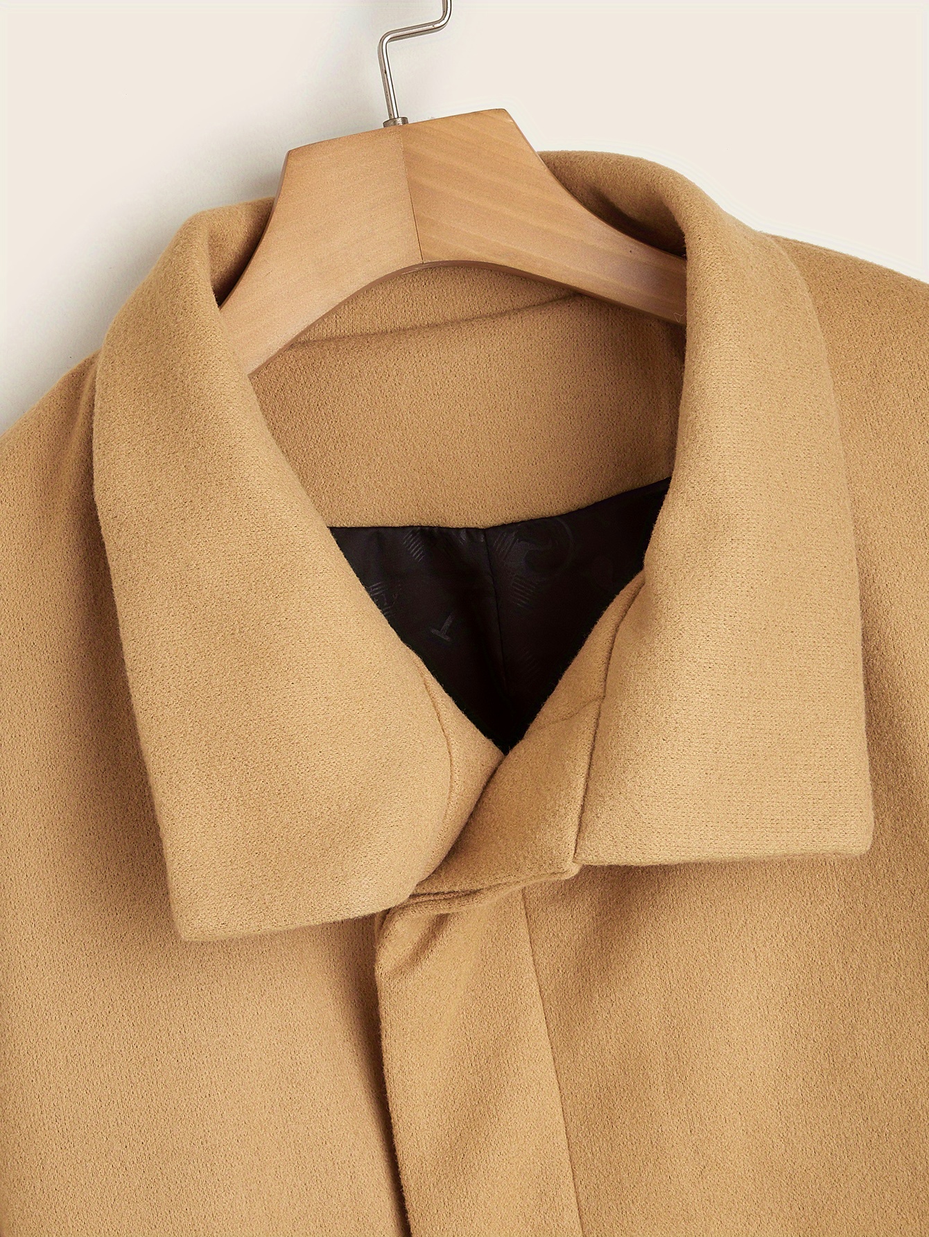 mens trendy retro solid long sleeve coat windbreaker lapel long overcoat for autumn winter details 3