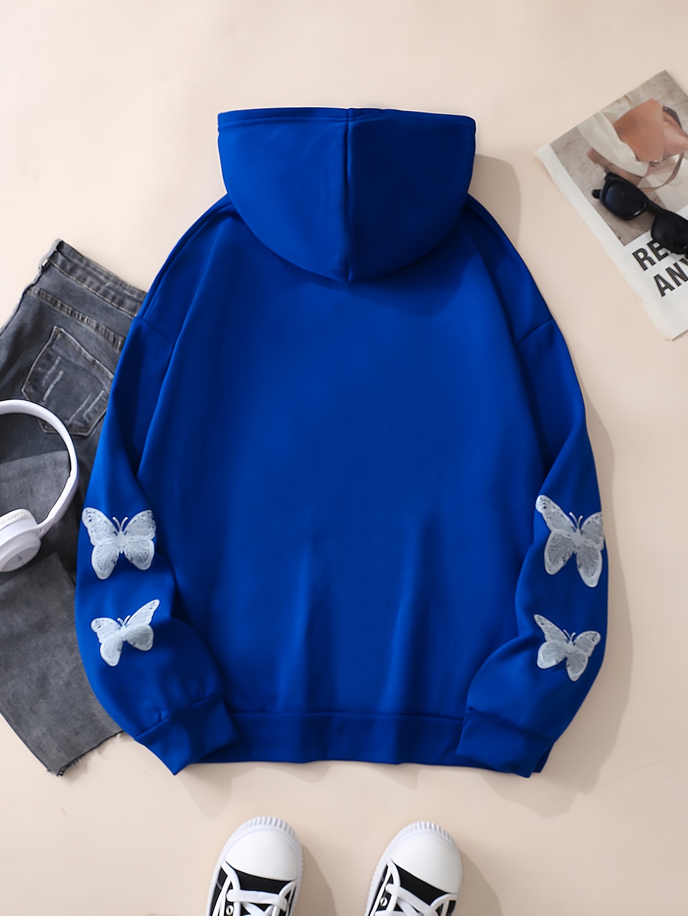 butterfly print sweatshirt y2k long sleeve crew neck zip up hoodies sweatshirts casual tops for spring fall womens clothing details 1