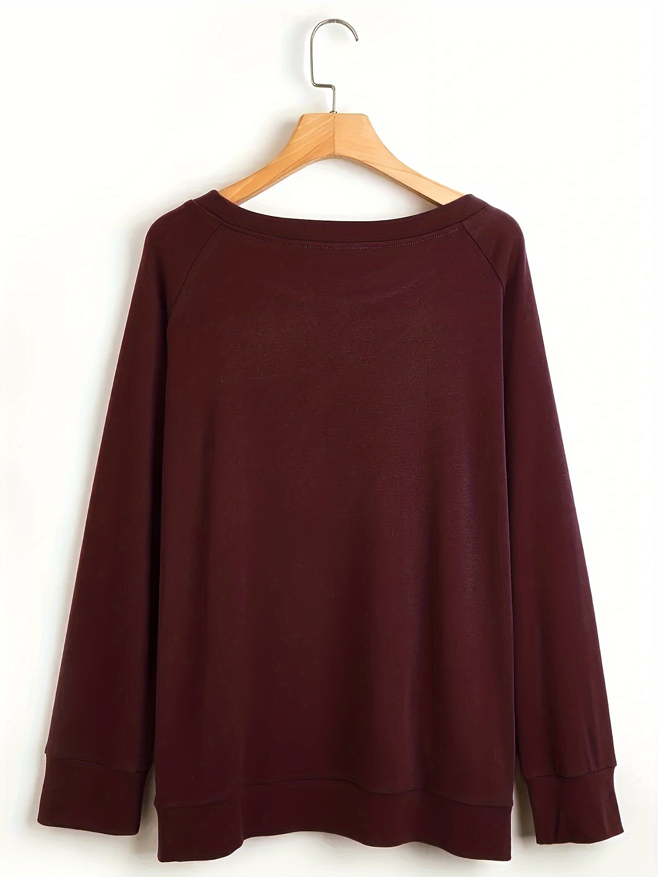 letter print crew neck sweatshirt casual raglan long sleeve sweatshirt top for spring fall womens clothing details 1