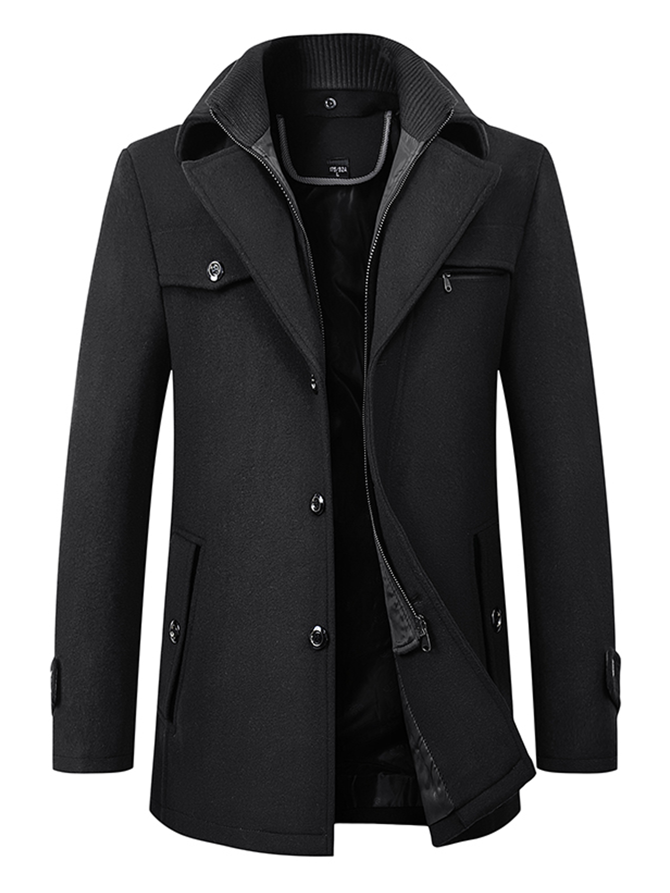 new wool coat mens business casual thick warm slim jacket details 6