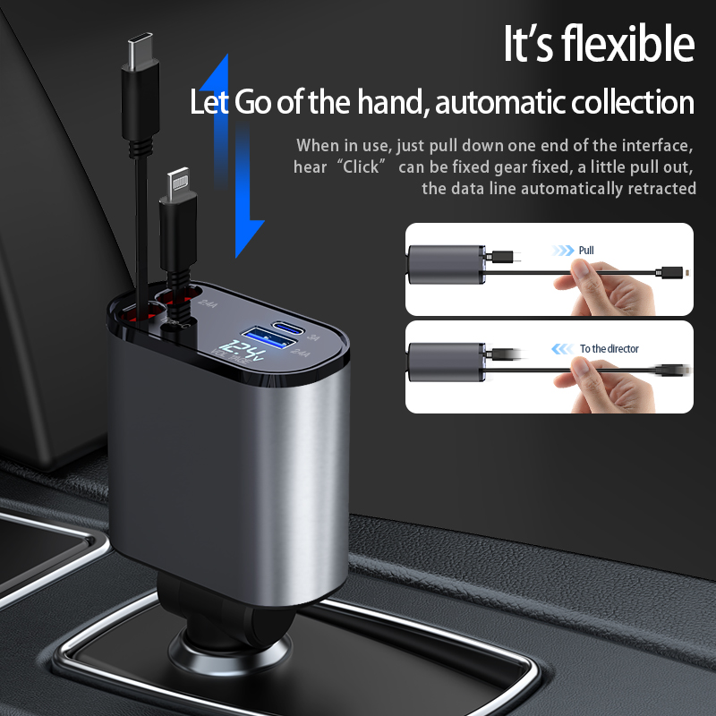 Fast Charge Retractable Car Charger