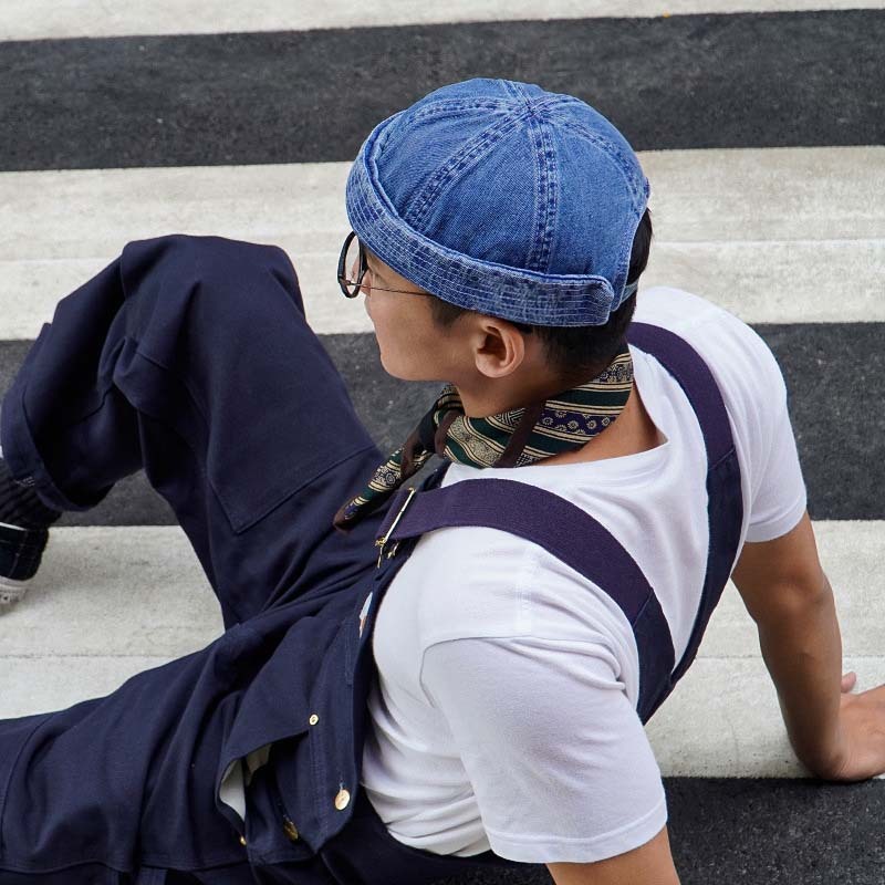 日系水洗牛仔水手帽