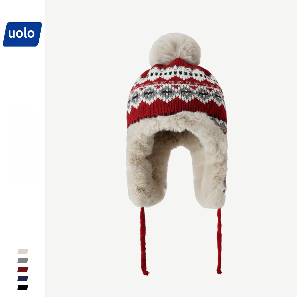 冬季加厚保暖騎車護耳復古針織毛線帽-uolomall