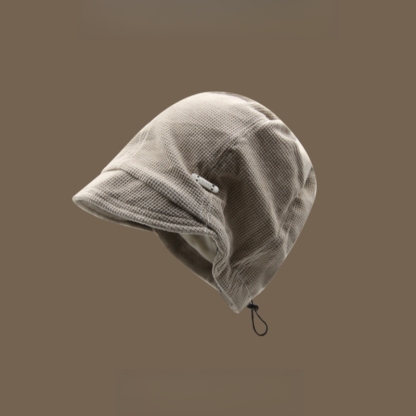 秋冬小帽簷抽繩顯臉針織帽子百搭復古冷帽青年男女-uolomall