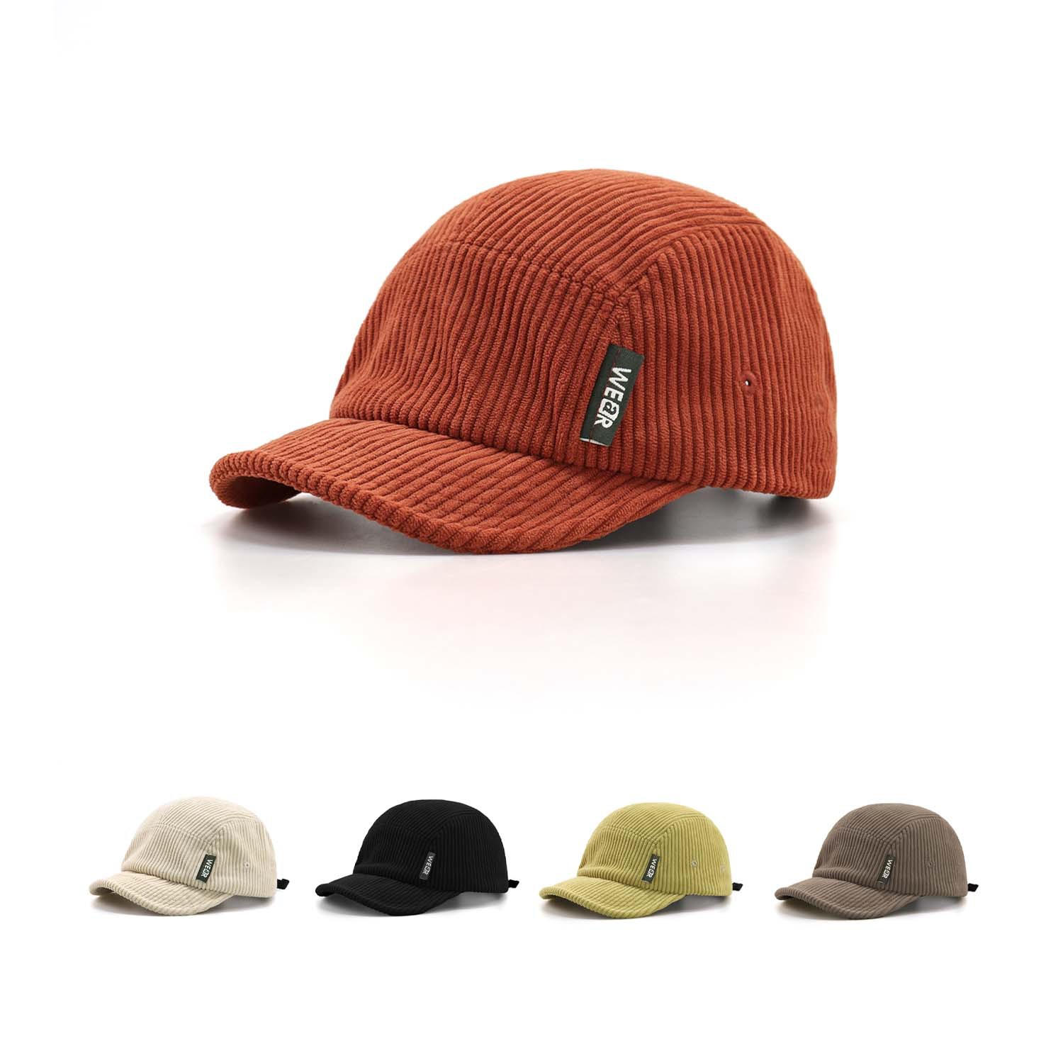 美式短檐韓復古軟頂翹檐燈芯絨五片帽