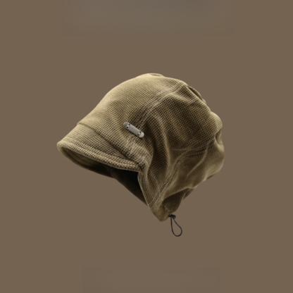 秋冬小帽簷抽繩顯臉針織帽子百搭復古冷帽青年男女-uolomall