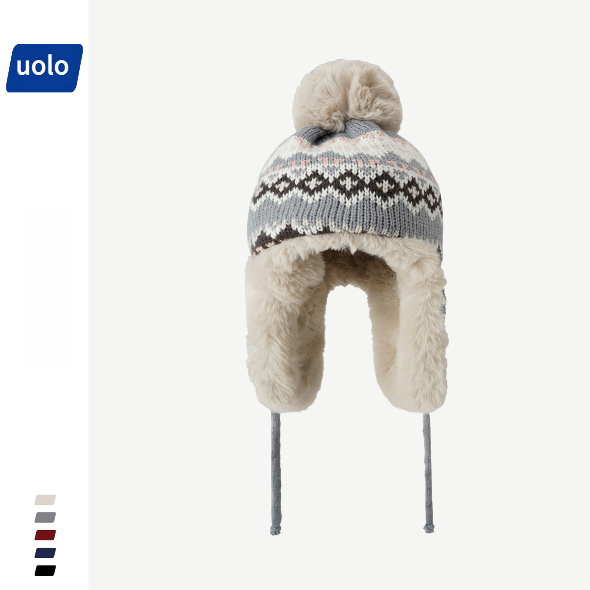 冬季加厚保暖騎車護耳復古針織毛線帽-uolomall