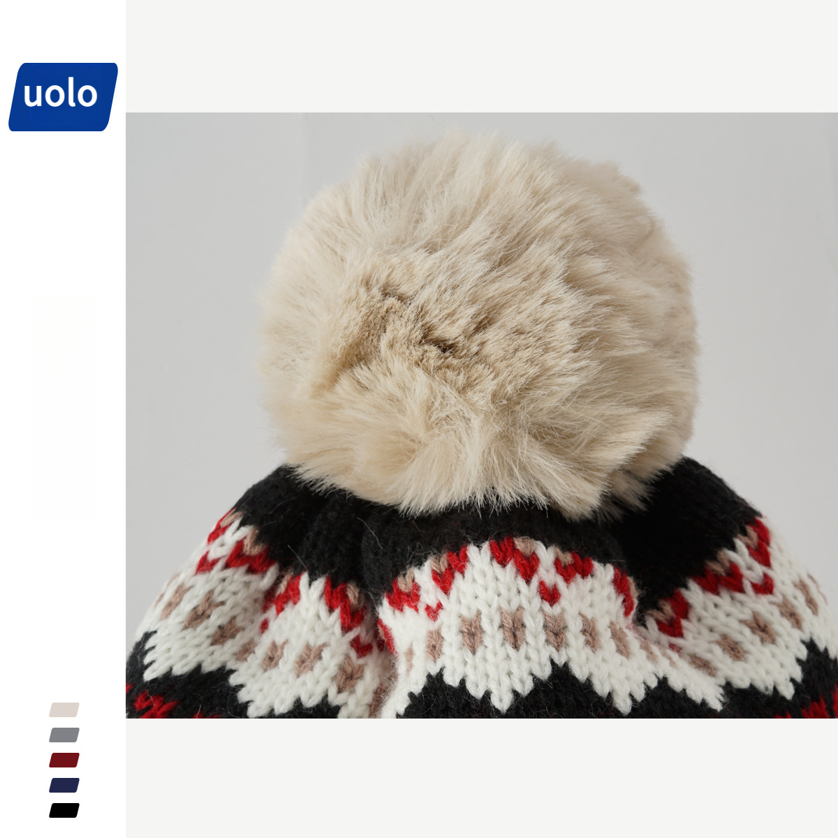 冬季加厚保暖騎車護耳復古針織毛線帽-uolomall