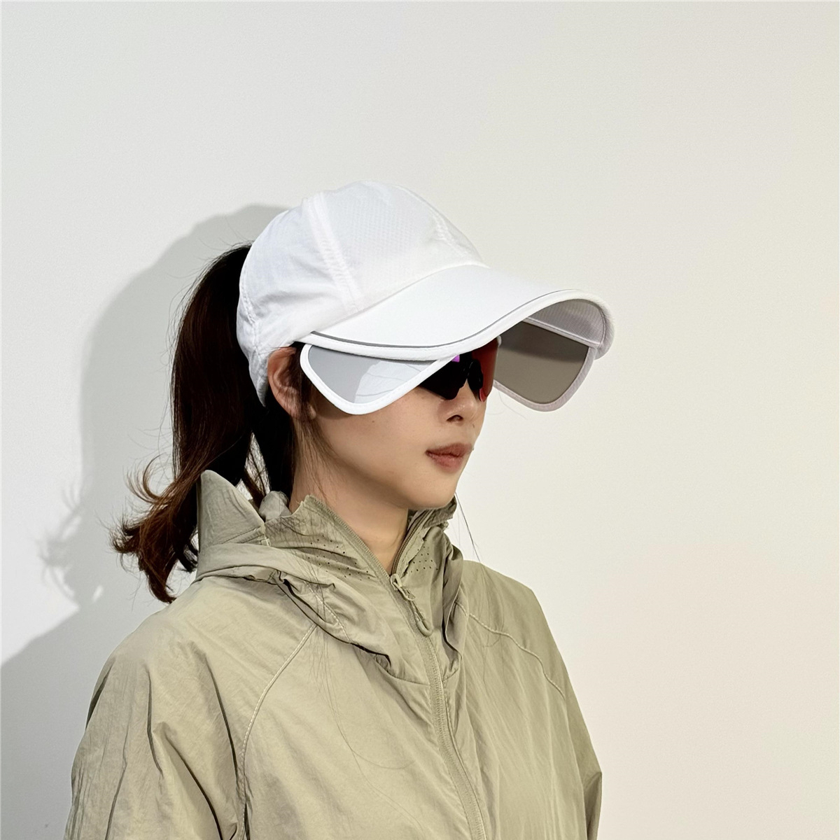 加大帽檐遮陽防曬帽速幹可扎馬尾空頂帽