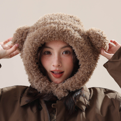 小熊巴拉克拉法帽加厚保暖護耳防風帽