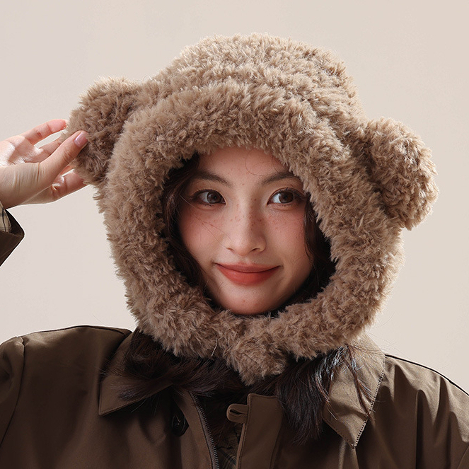 小熊巴拉克拉法帽加厚保暖護耳防風帽