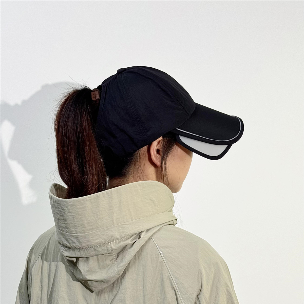 加大帽檐遮陽防曬帽速幹可扎馬尾空頂帽