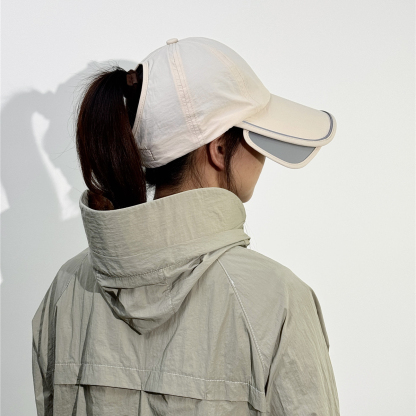 加大帽檐遮陽防曬帽速幹可扎馬尾空頂帽