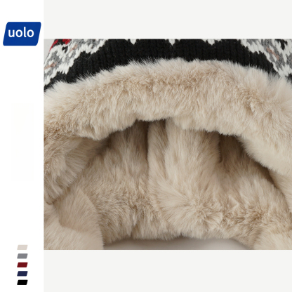 冬季加厚保暖騎車護耳復古針織毛線帽-uolomall