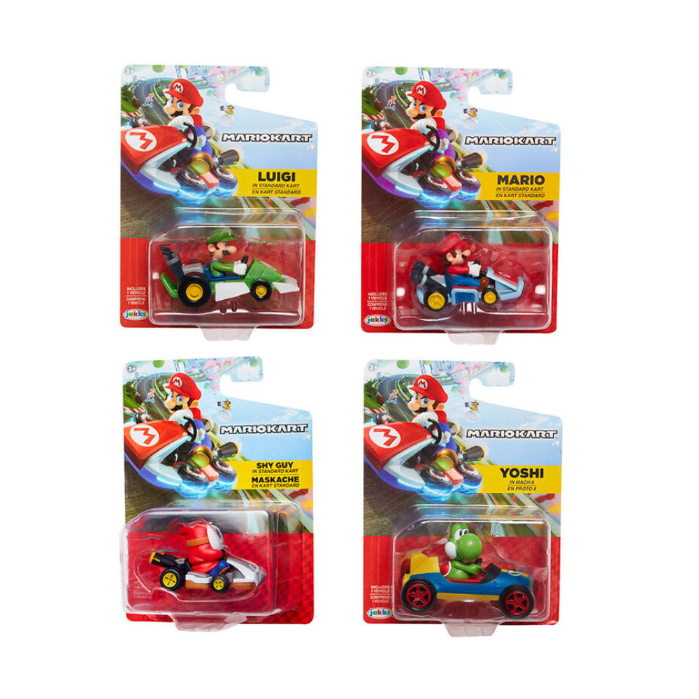 Nintendo Super Mario 2.5 Inch Kart Racers - Mario & Luigi & Yoshi & Shy Guy by Jakks Pacific