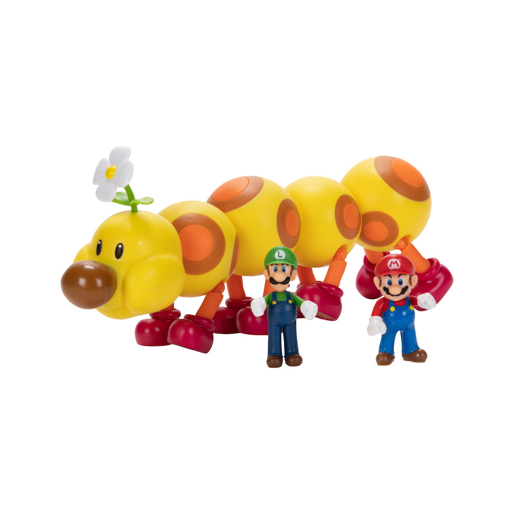 Nintendo Super Mario 2.5 Inch Posable Figurines Soda Jungle Set- Mario & Luigi & Wiggler by Jakks Pacific