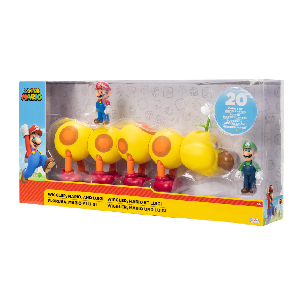 Nintendo Super Mario 2.5 Inch Posable Figurines Soda Jungle Set- Mario & Luigi & Wiggler by Jakks Pacific