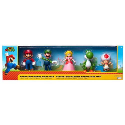 Nintendo Super Mario 5pk 2.5 Inch Posable Figurines- Mario & Luigi & Toad & Princess Peach & Yoshi by Jakks Pacific