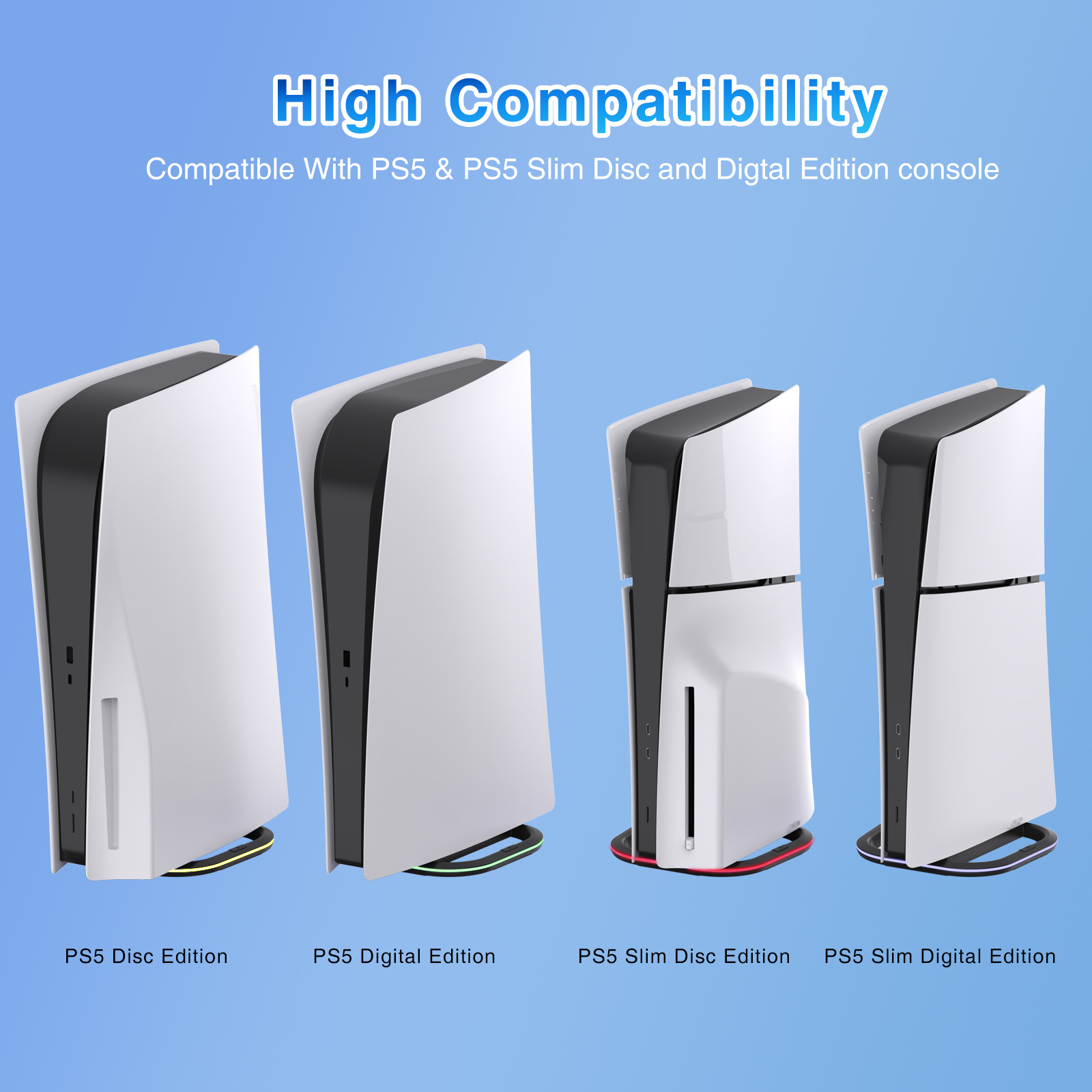 Honcam RGB Vertical Stand for Playstation 5 - White