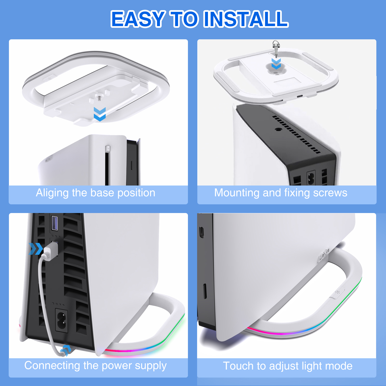 Honcam RGB Vertical Stand for Playstation 5 - White