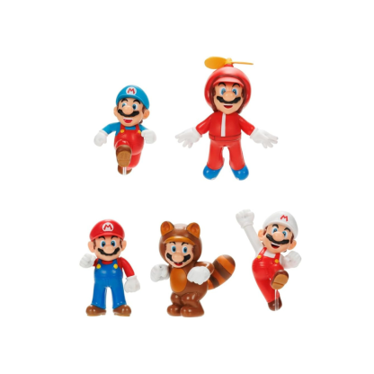 Nintendo Super Mario 2.5 Inch Posable Figurines Pack - 5 Distinct Mario by Jakks Pacific