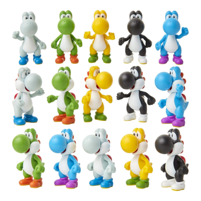 Nintendo Super Mario 2.5 Inch Posable Figurines Pack- 5 Distinct Yoshi By Jakks Pacific